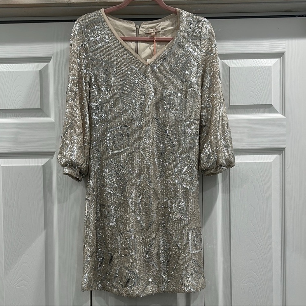 Elegant Silver Sequin Dress Skies Are Blue 1X